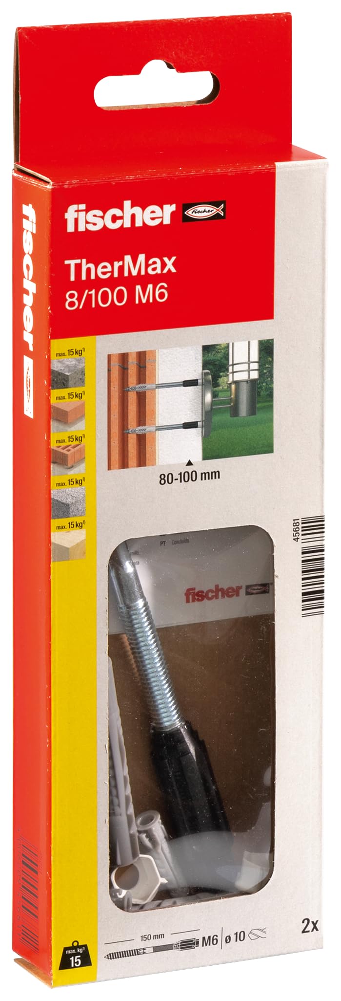 Fischer 45681 8/100 M6 B "Thermax" Stand-off Installation - Multi-Colour (2-Piece)