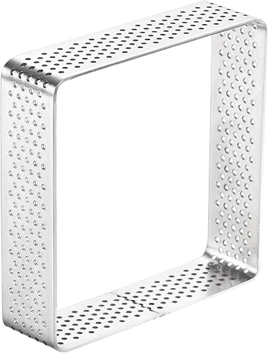 uxcell Anillos de acero inoxidable para tartas, 2.95 pulgadas, anillo de mousse de pastel perforado, cuadrado, antiadherente, para postre,