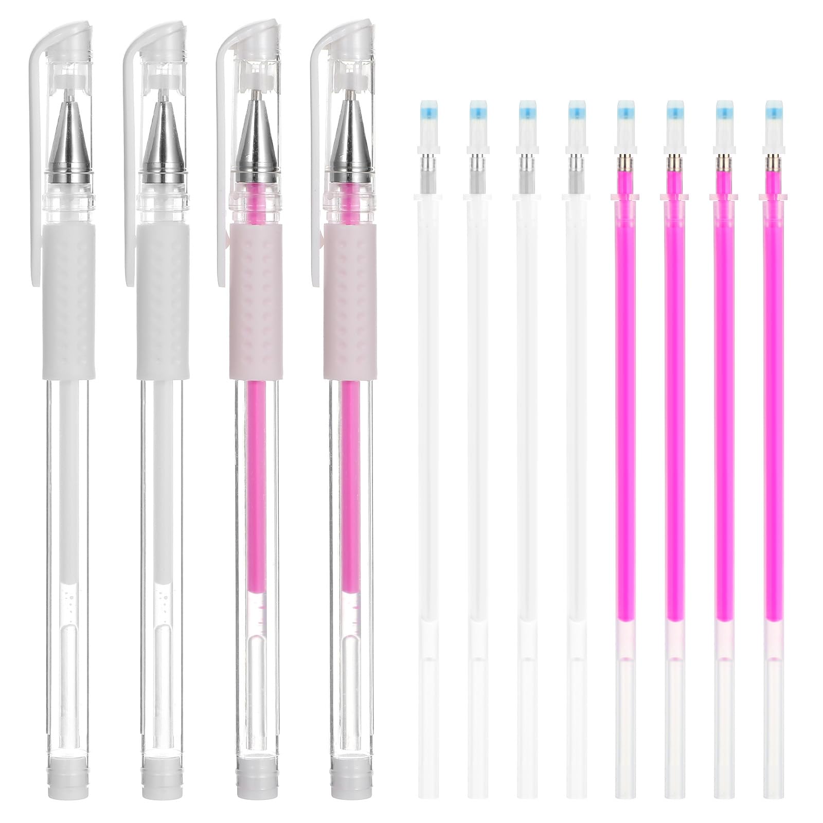 Mabor Brow Mapping Pen, 4Pcs Eyebrow Microblading Marker Pens with 8 Replacement Refills, Brow Position Mapping Pencil White & Pink Eyebrow Makeup Position Mark Tools for Lip Skin