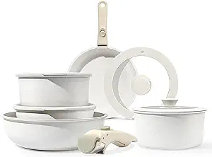 GiPP 11Pcs Pots and Pans Set Non Stick, Cookware Sets Nonstick Detachable Handle, Induction Kitchen Set Removable Handle, RV Cookware set, Oven Safe