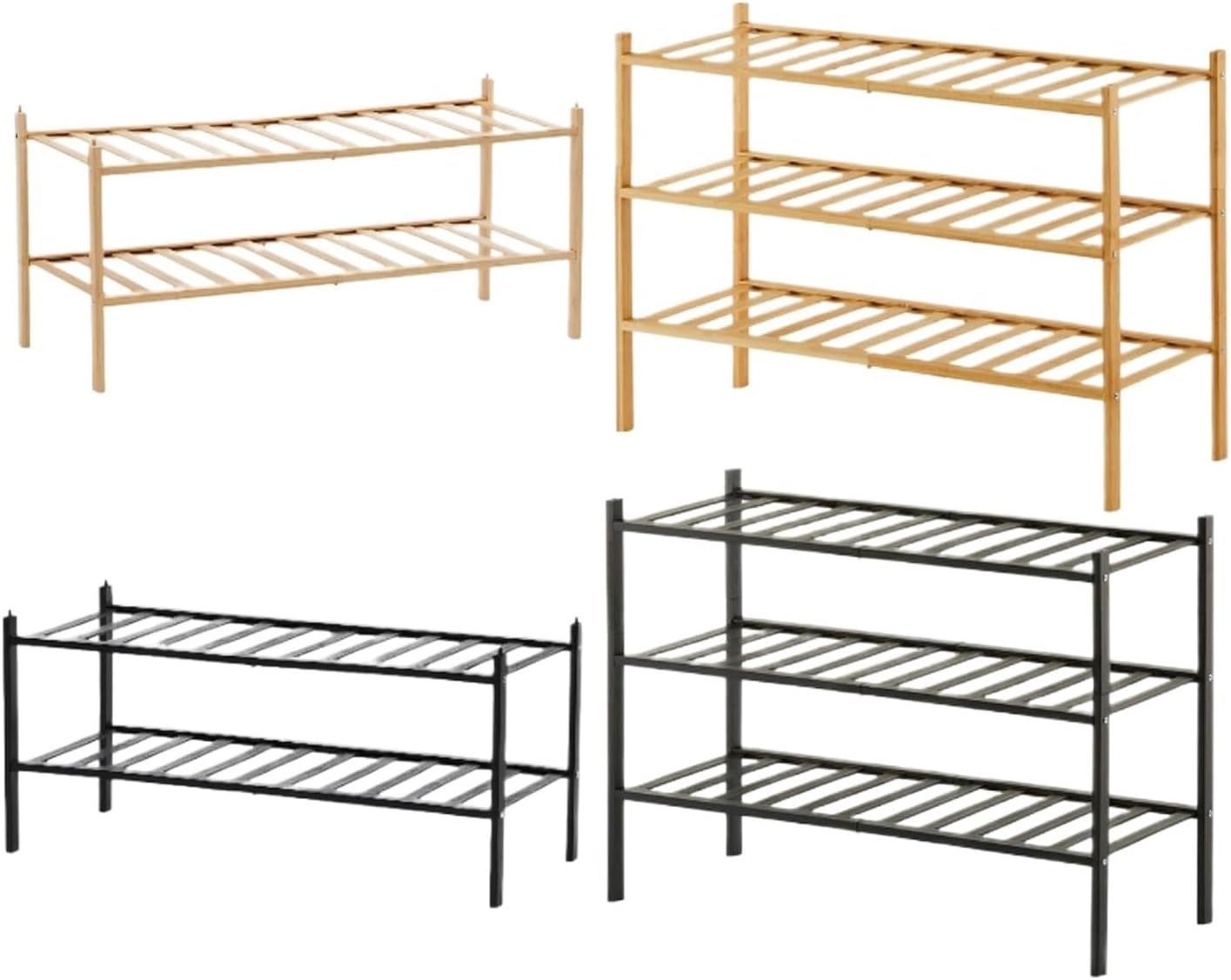 靴オーガナイザー 自立型 竹製 クローゼットスタンド 縦型 寝室 浴室 寮 キッチン ガレージ用(Black Height 49.9