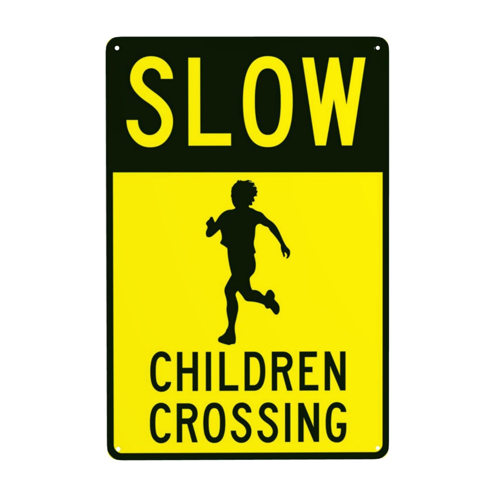Slow Children Crossing Vintage Metal Traffic Warning Sign 12x8 Inch