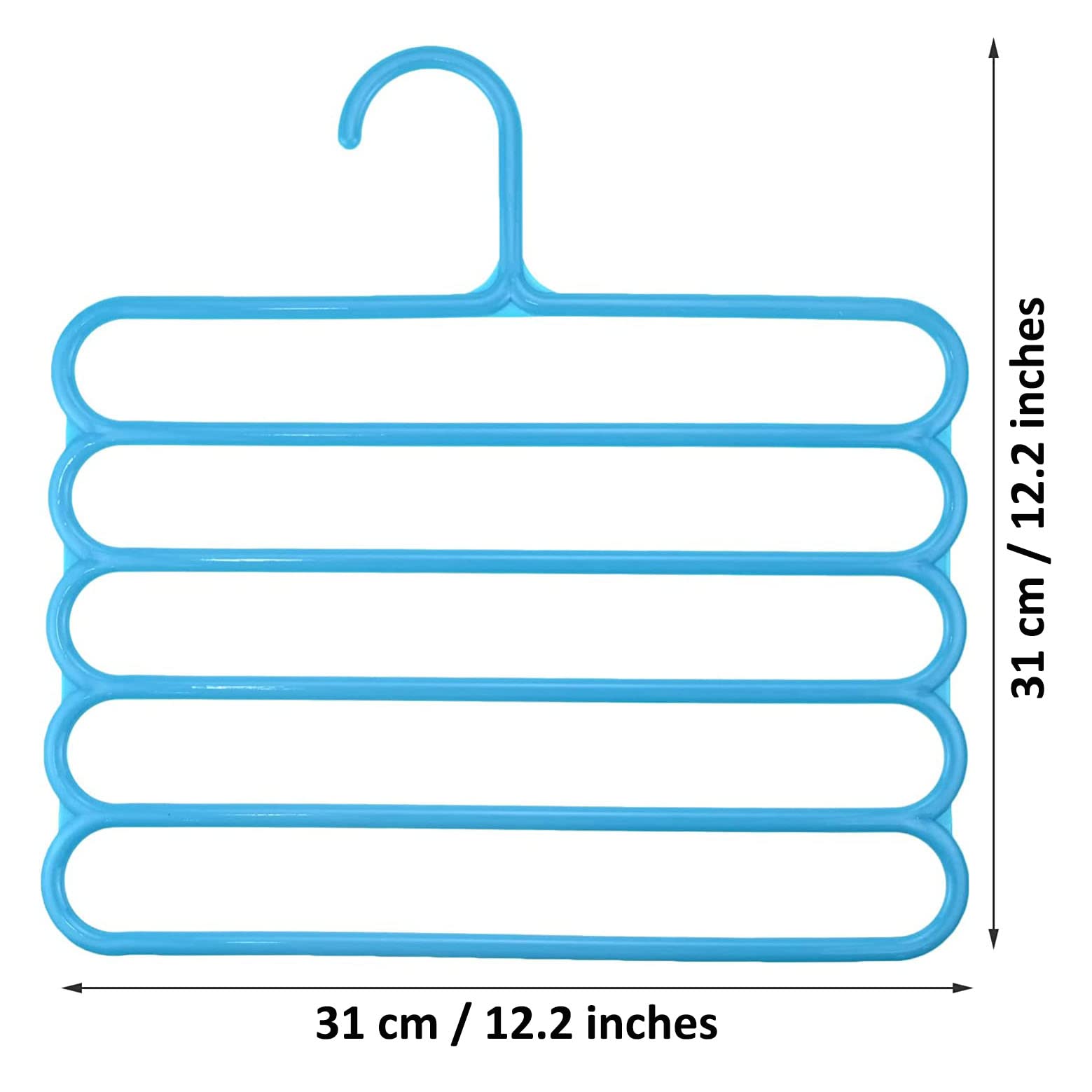 Ousyaah Pants Hangers 5-Layer Space Saving, Plastic Clothes Clothes Pant Hangers Closet Organizer for Pants Jeans Trousers Scarves Slack (Blue, 1)