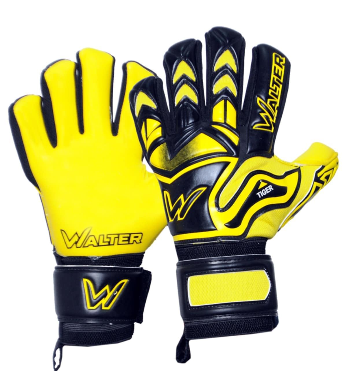 WALTER Guanti Portiere Professionale, Calcio, Modello Tiger con Stecche.