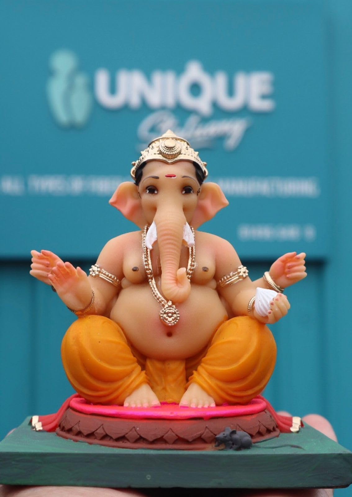 Kshirsagar Ganpati Bappa Idol, Murti for Car Dashboard | 4.5 inch | Lord Ganesha Murti with Modak & Mouse | Home Temple, Car Dashboard & Office Decor | Auspicious Gift Item-image-13