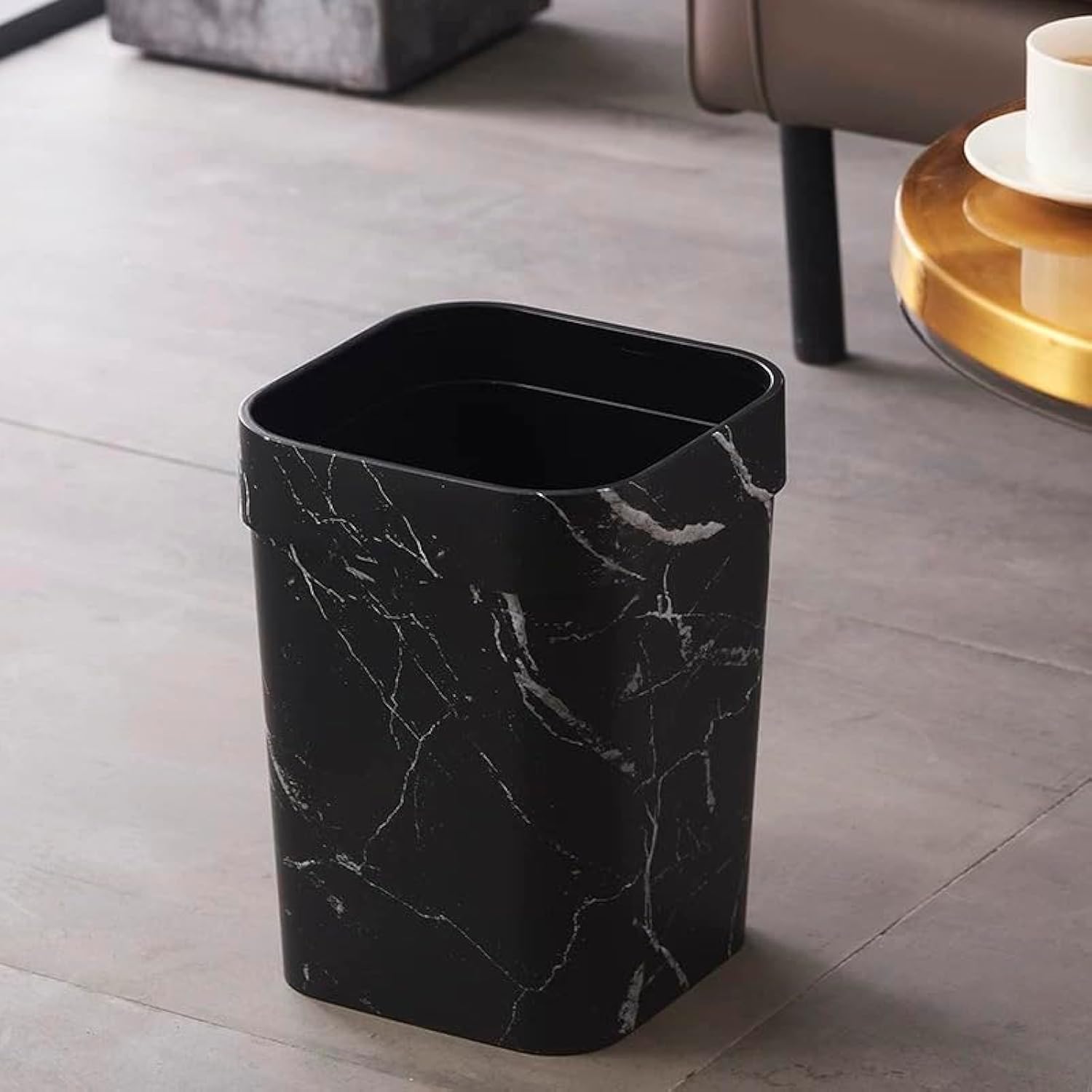 Marble Trash Can Trash Basket Large Trash Cans Bathroom Trashcan Trash ...