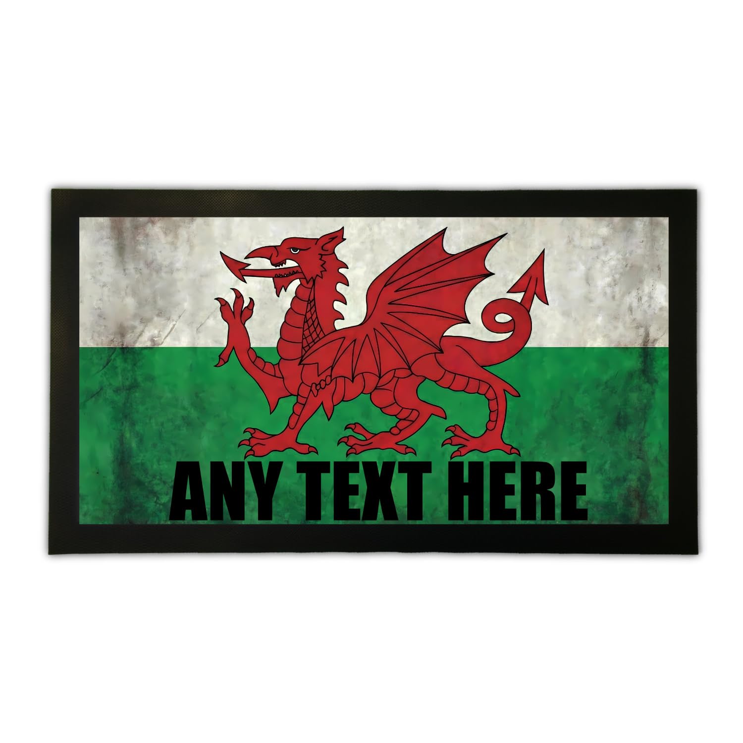 Personalised Welsh Dragon Bar Runner - Vintage Wales flag print for rugby fans pub home patriotic celebrations