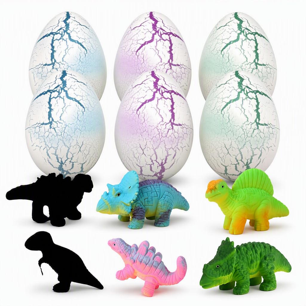 6 Pcs Hatching Dinosaur Eggs, Dinosaur Egg, Submerge to Crack Open Surprise