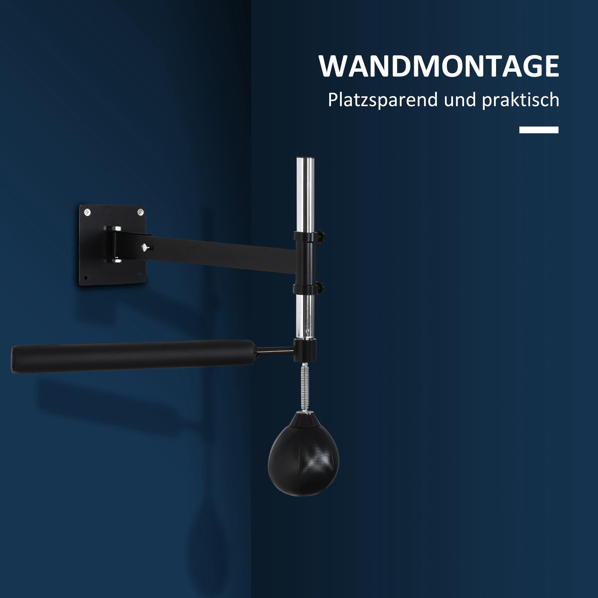 HOMCOM Boxgestell klappbar höhenverstellbar Boxtraining Wardhalterung mit drehbarer Reflexstange Speedball, stehende Boxssack für Erwachsene und Jugendliche