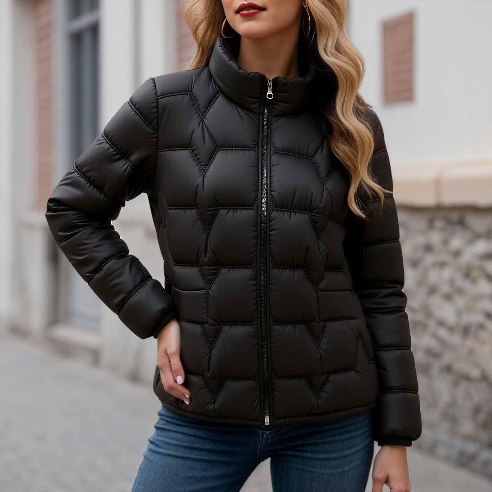 Chaqueta Mujer Abrigo Entretiempo Invierno Cazadora Plumiferos，Chaqueta acolchada corta con cremallera ligera cálida y aislante ideal para climas fríos en mujer