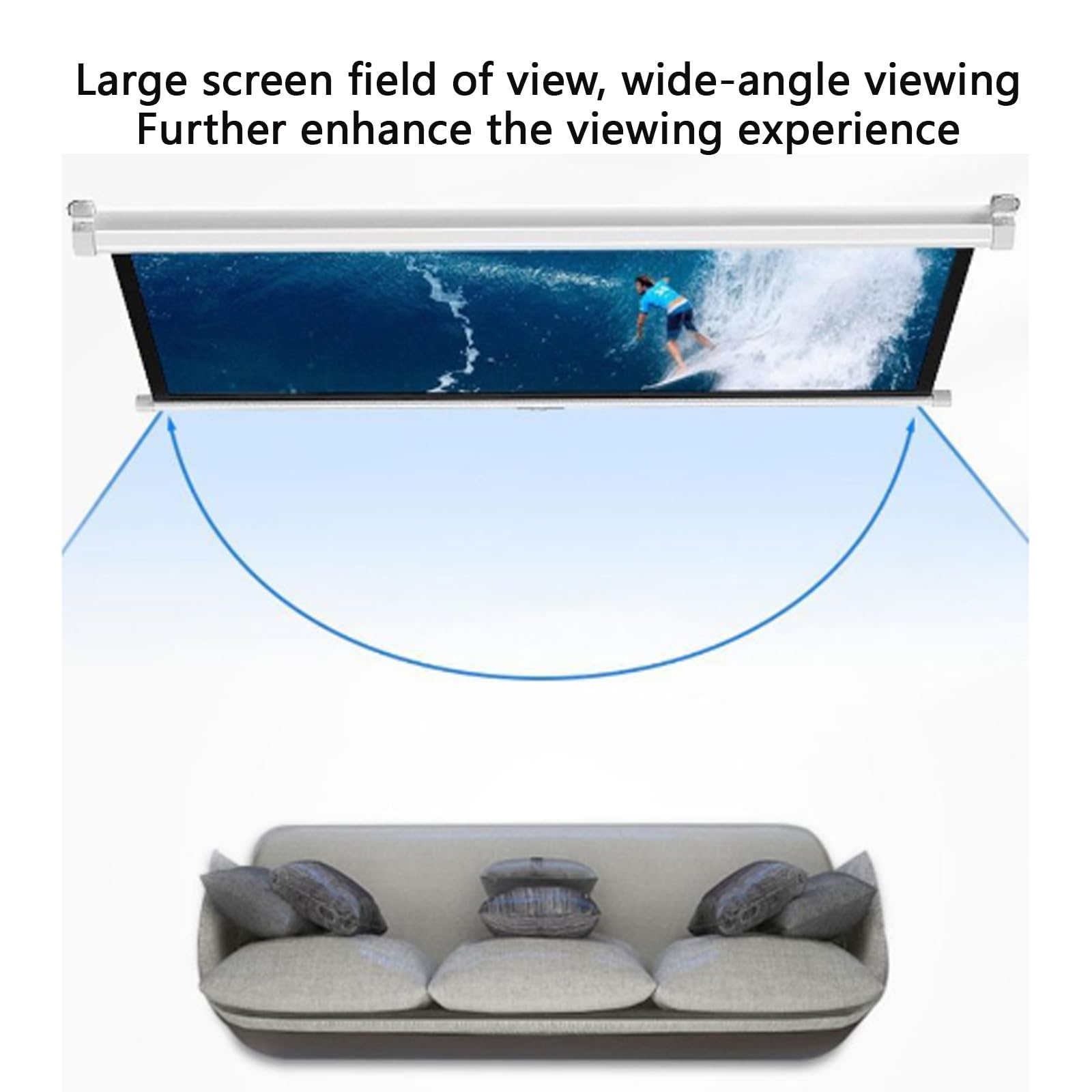 Pantalla de proyección, diseño de bloqueo manual, múltiples métodos de instalación, ideal para cine en casa y uso en la oficina