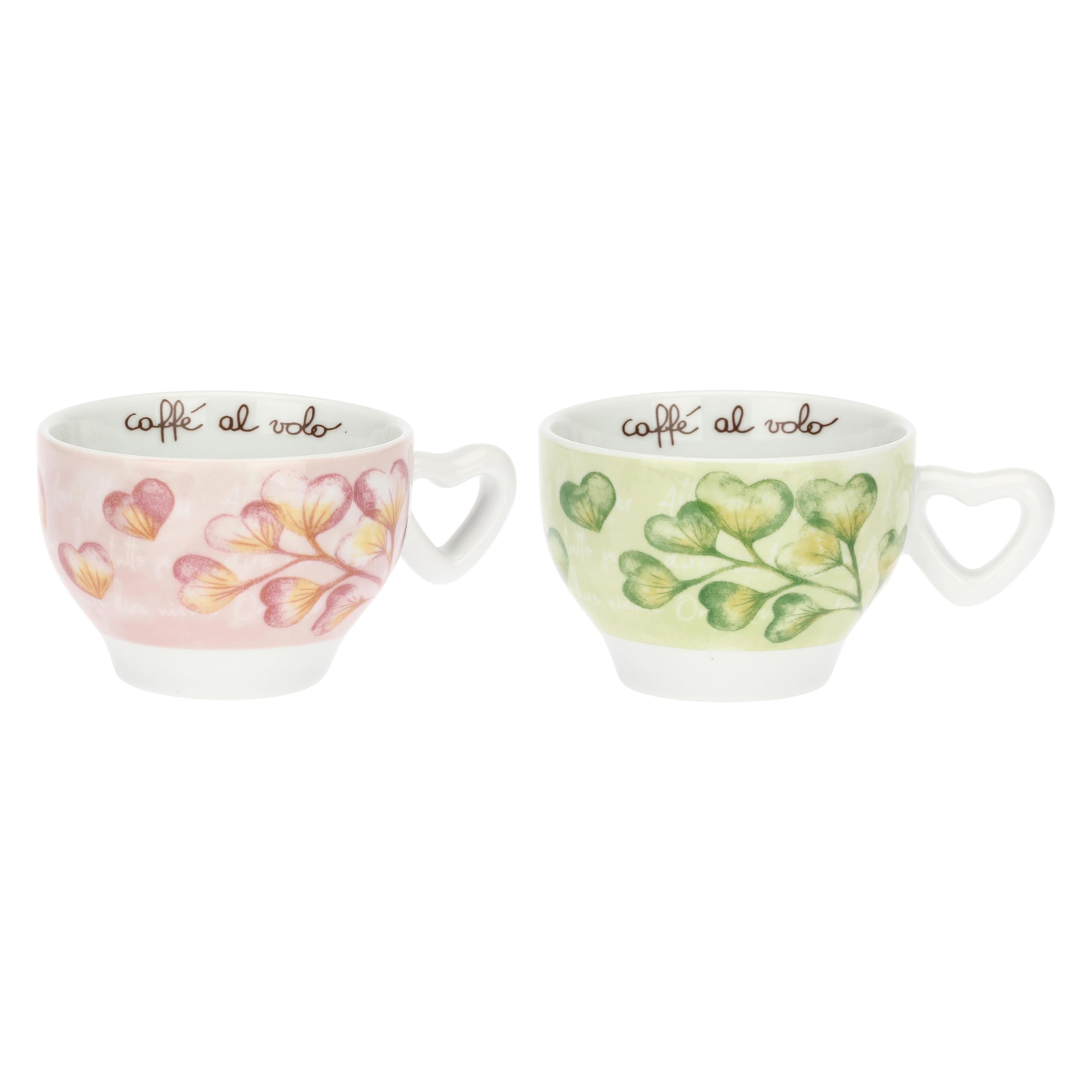 THUN - Set mit 2 Cappuccino-Tassen - Porzellan - Kollektion Herzen in Blume - 13 x 6 cm