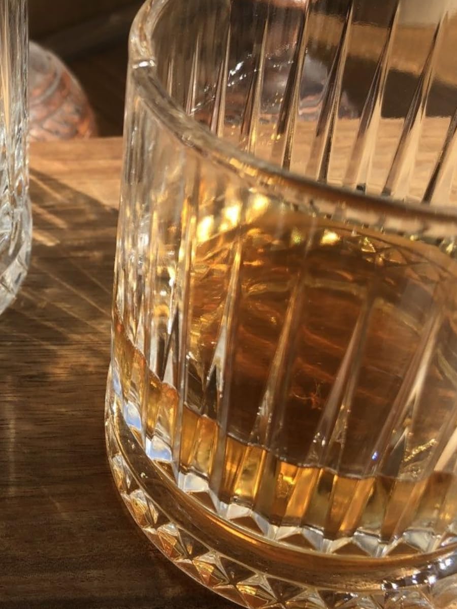 BINZO Whiskey Glasses Set of 6, Whisky Glass, 300 ml, Double Rocks Glassware, Perfect Tumblers for Drinking, Scotch, Bourbon, Rum, Malts, Pack of (6) 4