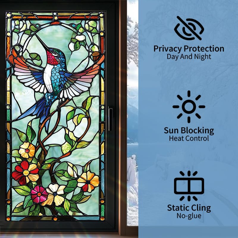 Vinilo decorativo para ventana con diseño de colibrí 17x39 pulgadas miniatura 2