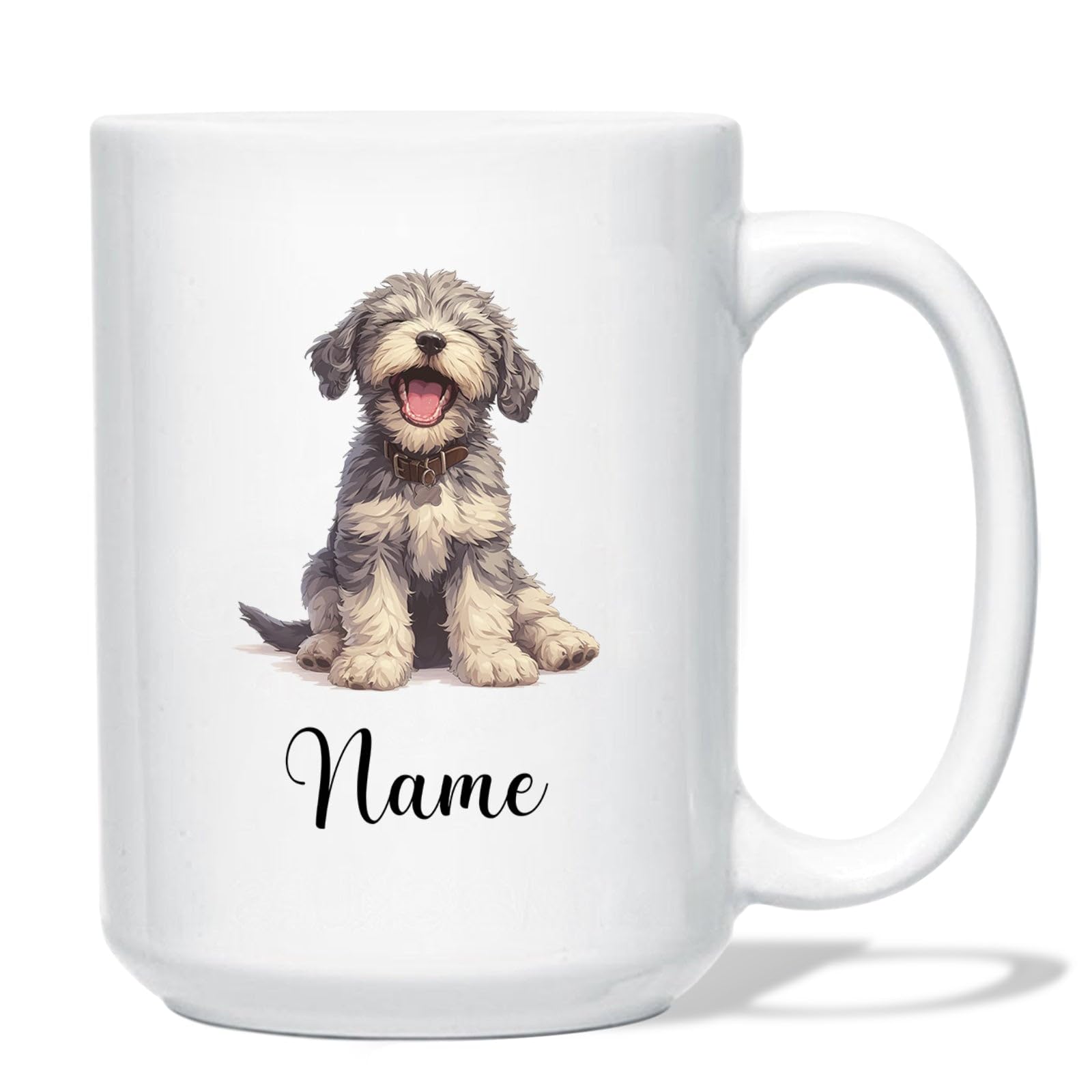 BixDori Irish Wolfhound Puppy Ceramic Mugs, Customized Name Irish Wolfhound Dog Tea Cups, Dog Coffee Mug Gifts for Family Friends, Personalized Irish Wolfhound Dog Breed Cup, White Cups 11oz 15oz