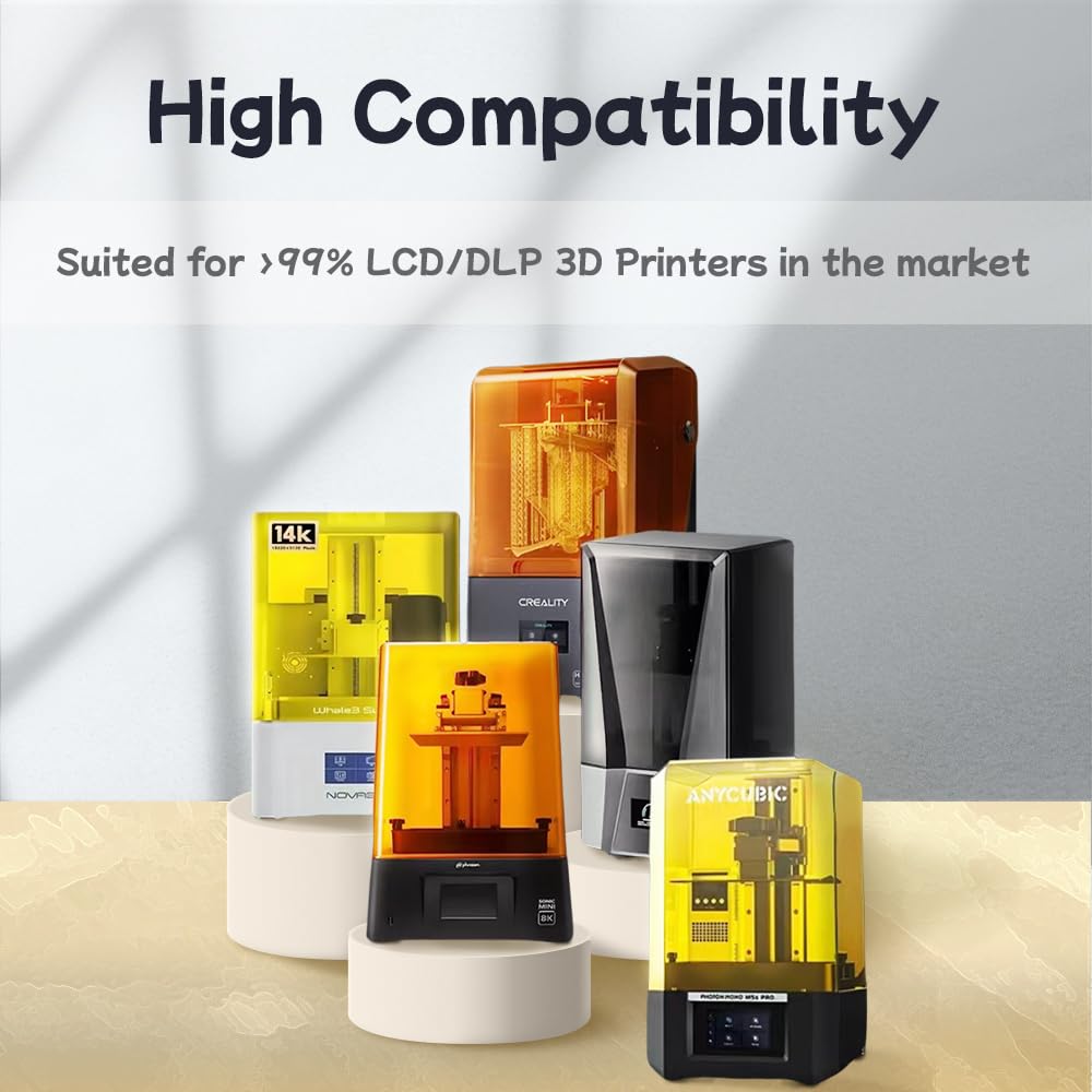 Tough Resin, Upgraded Nylon-Like 3D Printer Resin, 405nm SLA Fast UV-Curing Resin, High Precision & Rapid Photopolymer for 8K Capable LCD/DLP/SLA 3D Printing (1000g） (Grey)