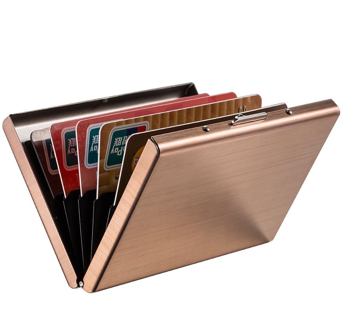 Rose Gold RFID Credit 6 Slot Card Holder for Men & Women Stainless Steel Wallet-image-16
