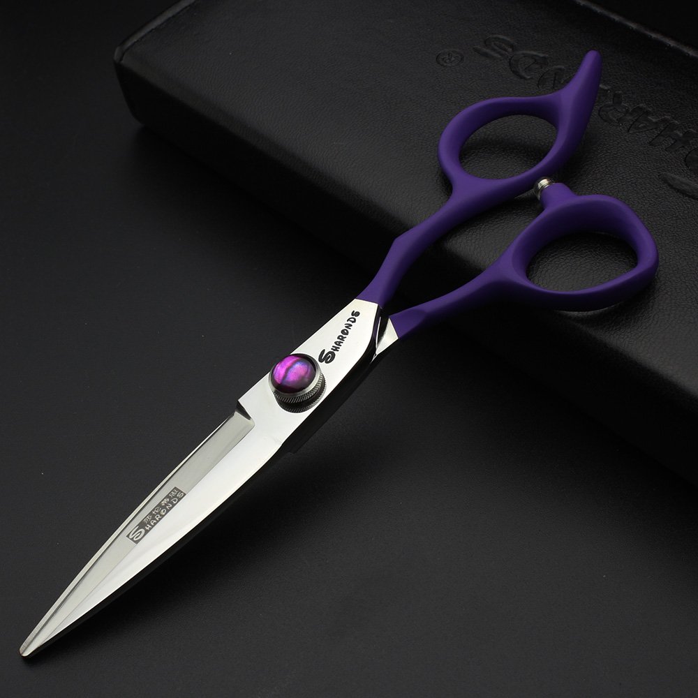 Forbici professionali da barbiere, kit da parrucchiere in acciaio inox giapponese con vite di regolazione fine (viola)