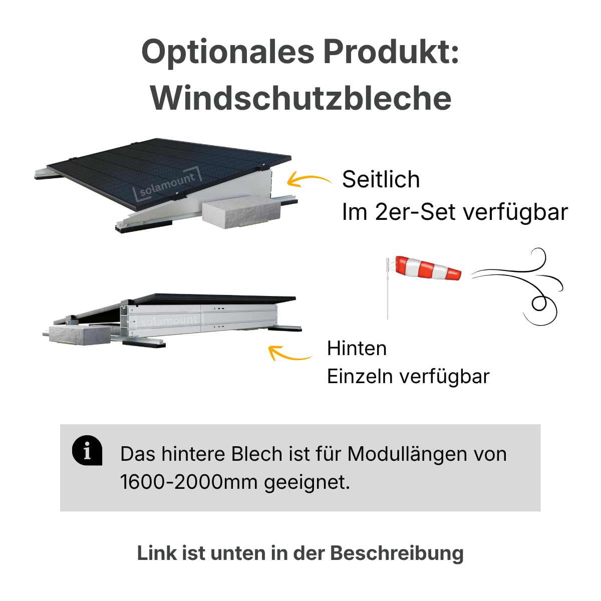 PV Flachdach Halterung ohne Bohren | Für 1 Modul | Silber | Flachdach oder Bodenmontage | Einfache Montage