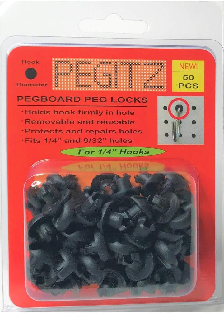 Cerraduras de clavija para tablero perforado, 50 unidades (1/4 pulgadas, negro)