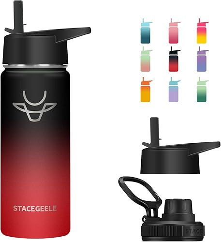 STACEGEELE Botella de agua aislada al vacío para niños con tapa de pajilla, termo de acero inoxidable para niños y niñas, a prueba de fugas, ligera, disponible en Yaxa Peru