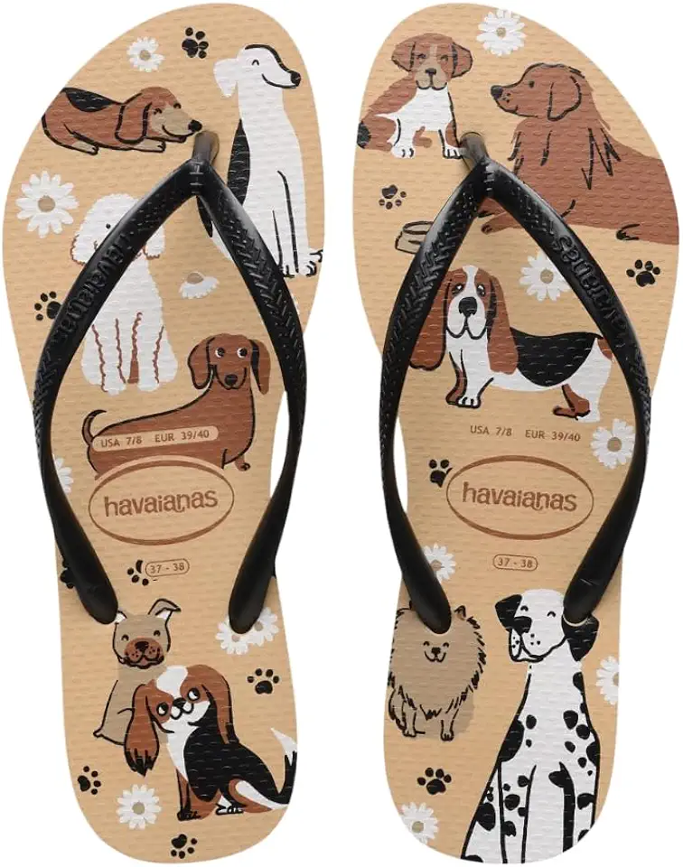 Chinelo Havaianas Slim Pets 37/38 Marrom/Preto