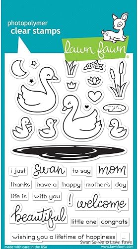 Miniatura 2 de Lawn Fawn Swan Soiree Clear Stamp & Dies + Lawn Fawn Cattails Border Dies – Paquete de tres artículos