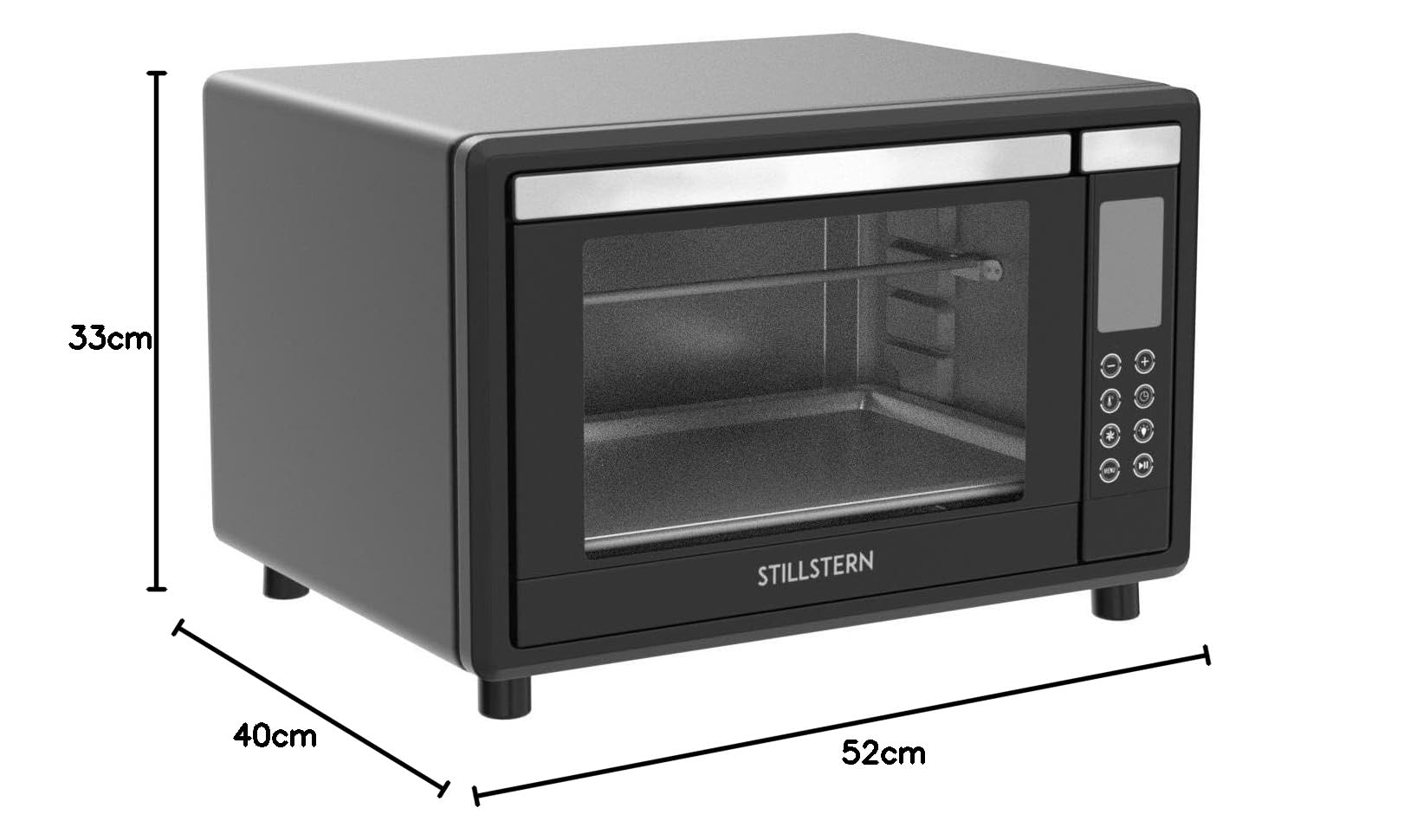 Stillstern Minibackofen mit Umluft (35L) DE Version, Pizza Ø28cm, NEU: CYCLONE PRO+ (Antihaftbeschichtung), 13 Programme, Auftauen&Warmhalten, 8h Timer, Rezeptheft, Mini Backofen Pizzaofen Grill