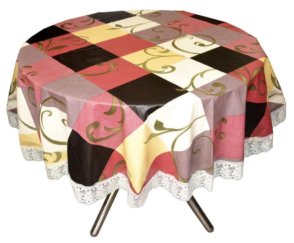 Center & Dining Table Cover Multi Color Flower Printed Table Cloth with White Lace - Waterpoof & Dustproof Round Shape Table Cloth (40" Round)-Table Cloth Multicolor 23-image-34