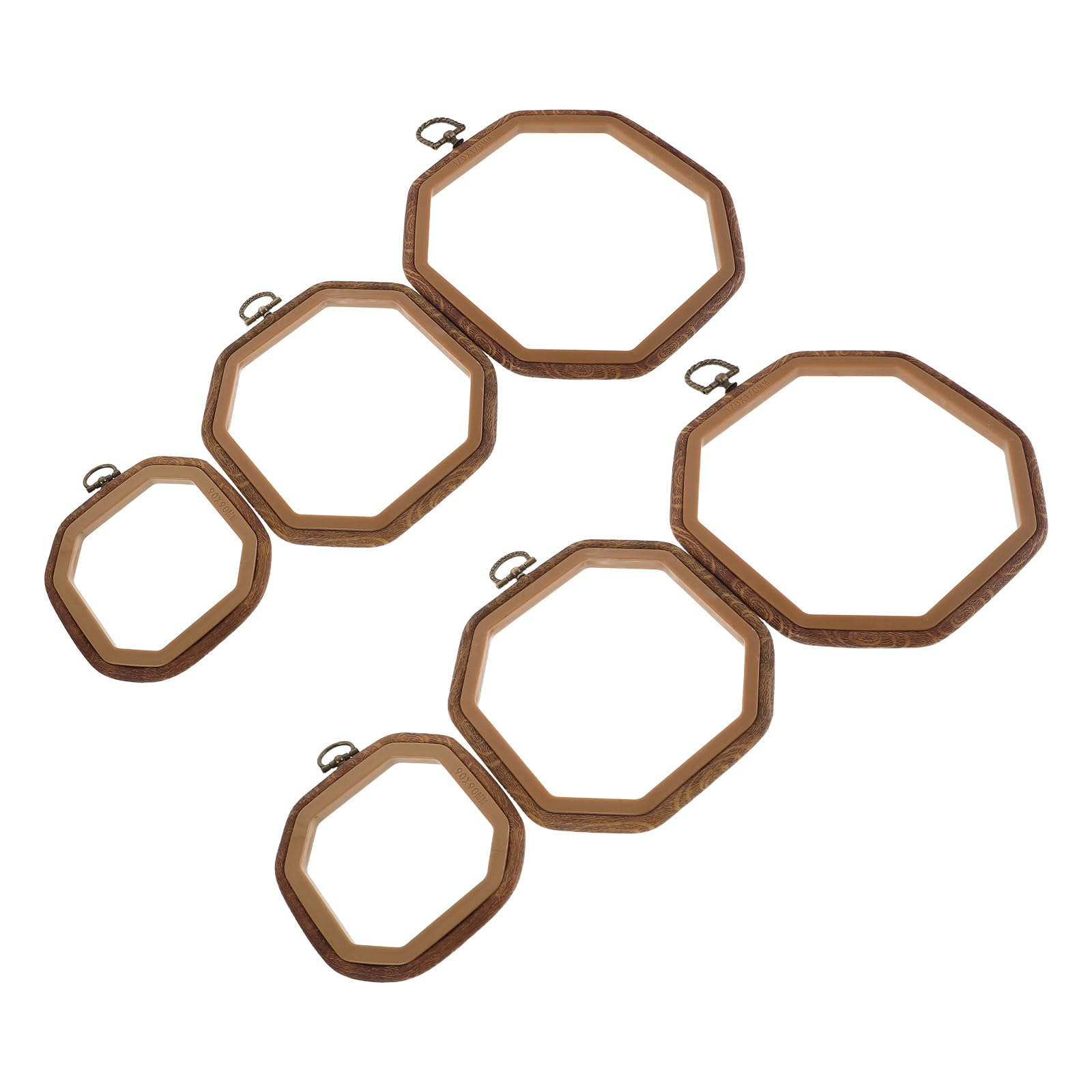 TOPBATHY Aros Octogonales para Bordado Imitación Madera 6 Piezas (9x9cm, 14x14cm, 18x18cm) Bastidores de Punto de Cruz para Manualidades DIY Principiantes y Costura