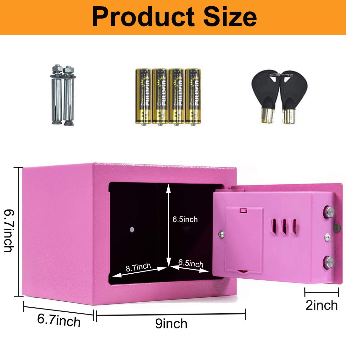 SamYerSafe Safe Box with Sensor Light, Security Safe with Electronic Digital Keypad Money Safe Steel Construction Hidden with Lock,Small Safe for Office Home Hotel (Pink)