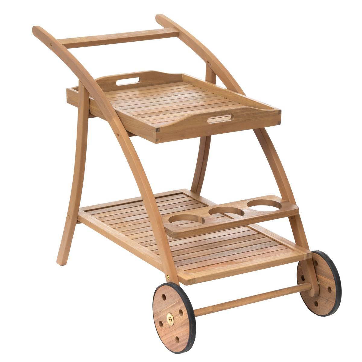 HESPERIDE - Carrito de servicio Tiwi de Madera de Acacia con ruedas - An. 78 x Pr. 56 x al. 105 cm - Mobiliario de Exterior para terraza, balcón y Patio