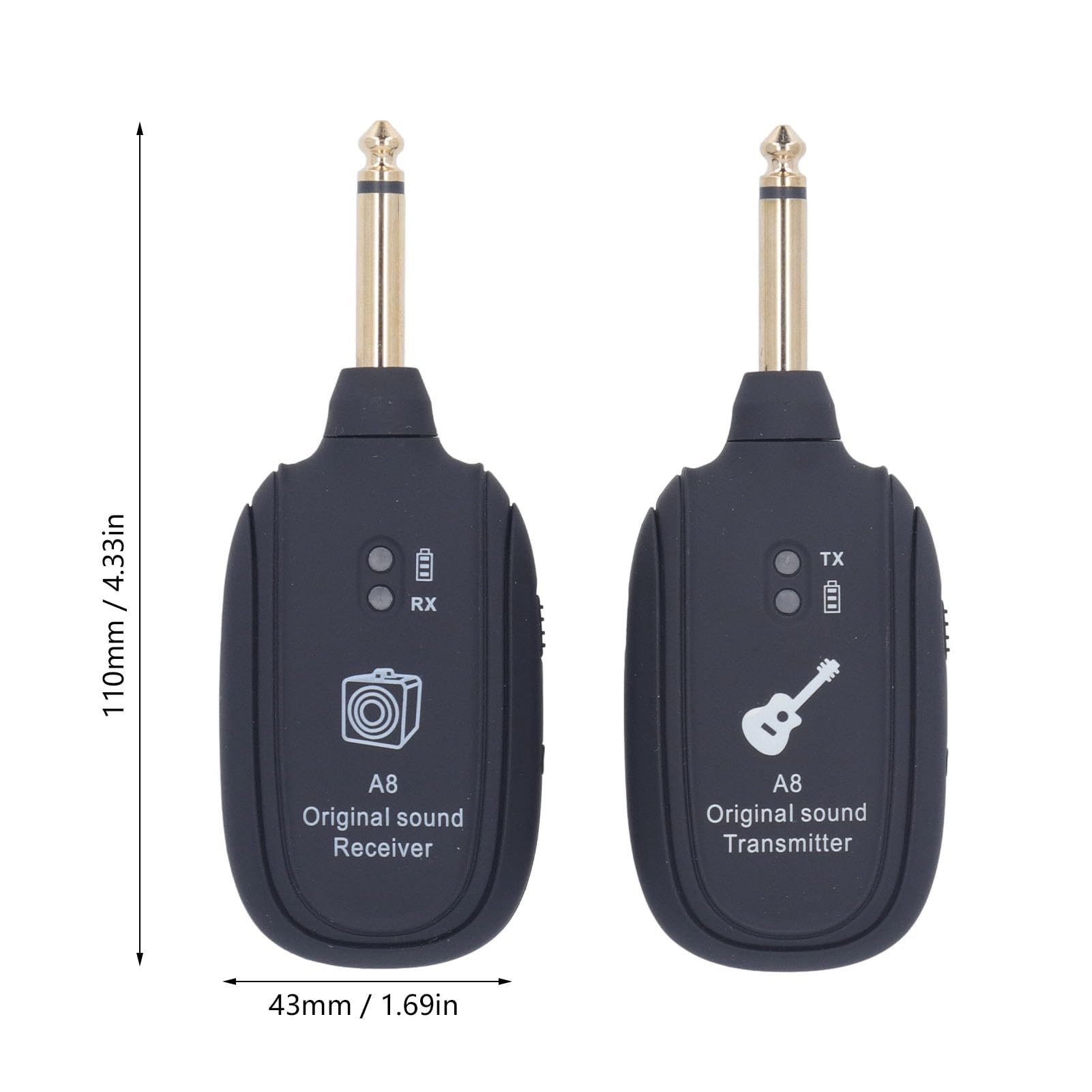 Sistema Wireless A8 Per Chitarra - Trasmettitore E Ricevitore 4 Canali - Senza Fili Per Chitarra Elettrica E Basso - Foto 11