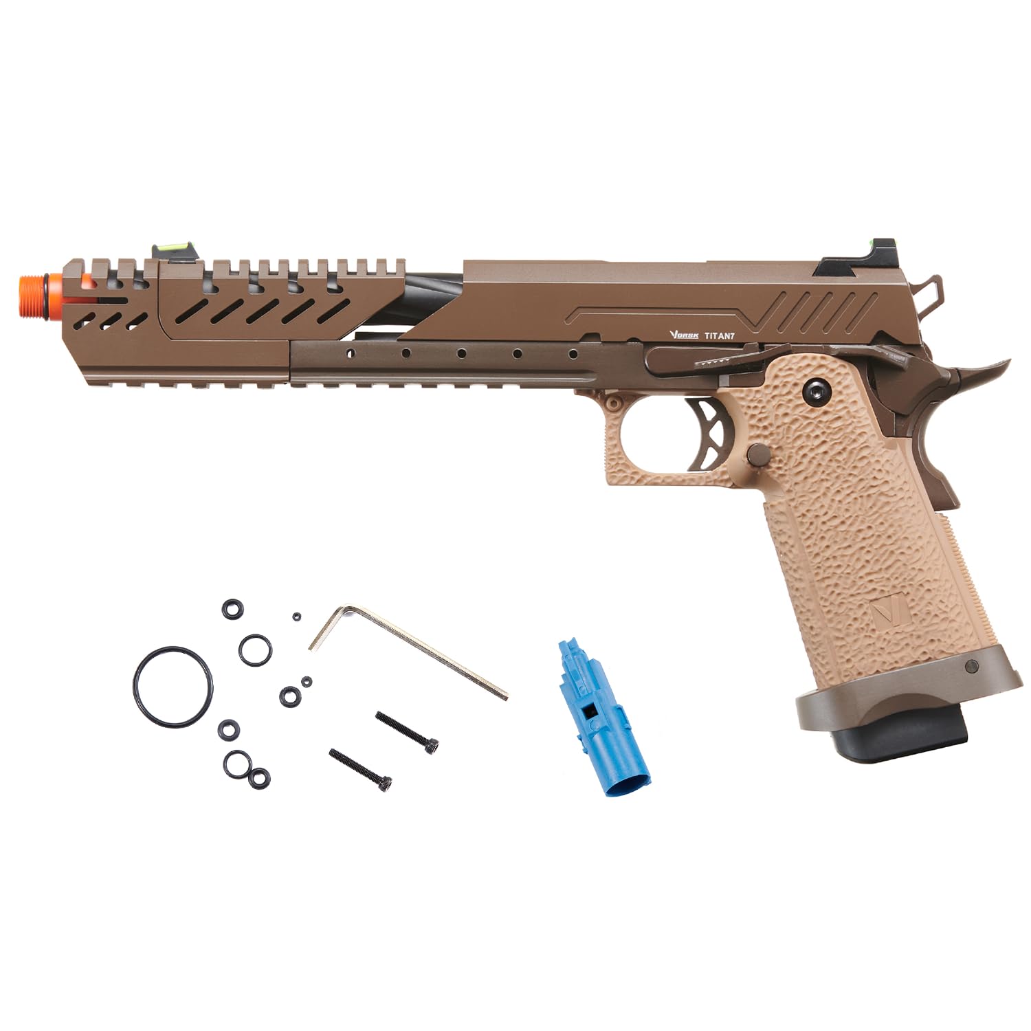 Vorsk Aluminum CNC Airsoft Titan Hi-Capa Extended Gas Blowback Pistol w/ 20mm Rail