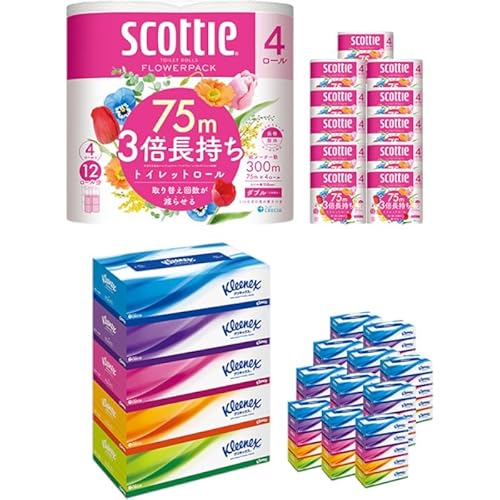 [特別寄附額/岩沼市オリジナル]トイレットペーパー ティッシュペーパー 日用品セット 2品別配送 スコッティ フラワーパック 香り付き 48ロール クリネックス 60箱 3倍長持ち ダブル ティッシュ ティシュー 日用品 消耗品 生活用品 生活必需品 まとめ買い 防災 宮城県 岩沼市
