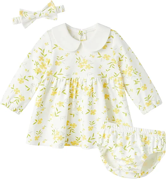 pureborn Baby Toddler Girl Dress with Bloomer Short and Long Sleeve Playwear Dress with Diaper Cover