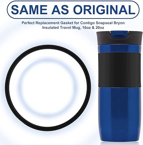 Miniatura 2 de Juego de 6 juntas de tapa de goma de repuesto compatibles con 16 y 20 onzas Contigo Snapseal Byron Travel Cups Ring a prueba de fugas, tapa de