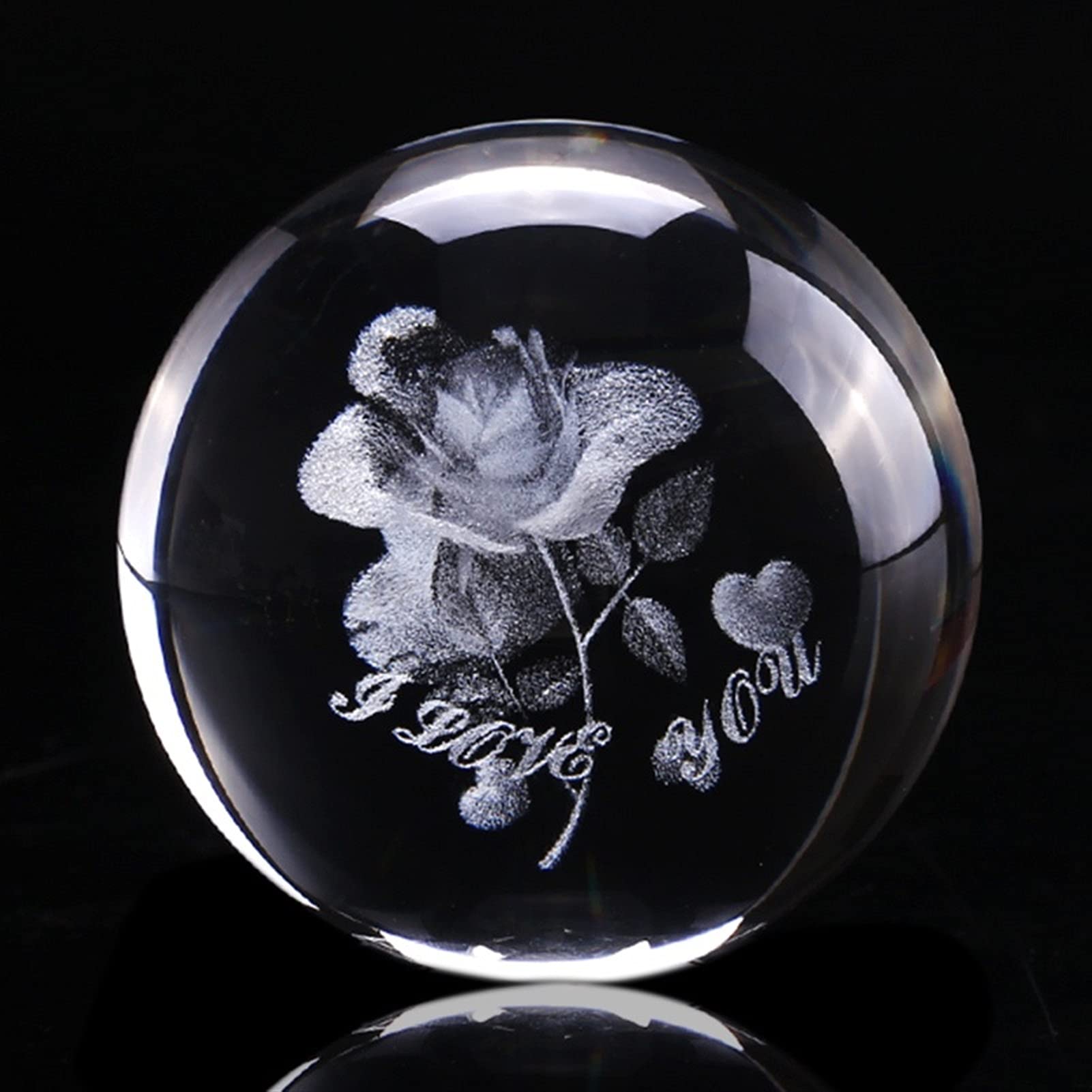 bola de cristal (en la magia occidental) 6cm Cristal Rose Ball 3D Miniatura Flor Esfera de vidrio Láser Grabado Globo Regalo Regalo de boda Ornamento Inicio Decro Día de San Valentín bola de cristal(W