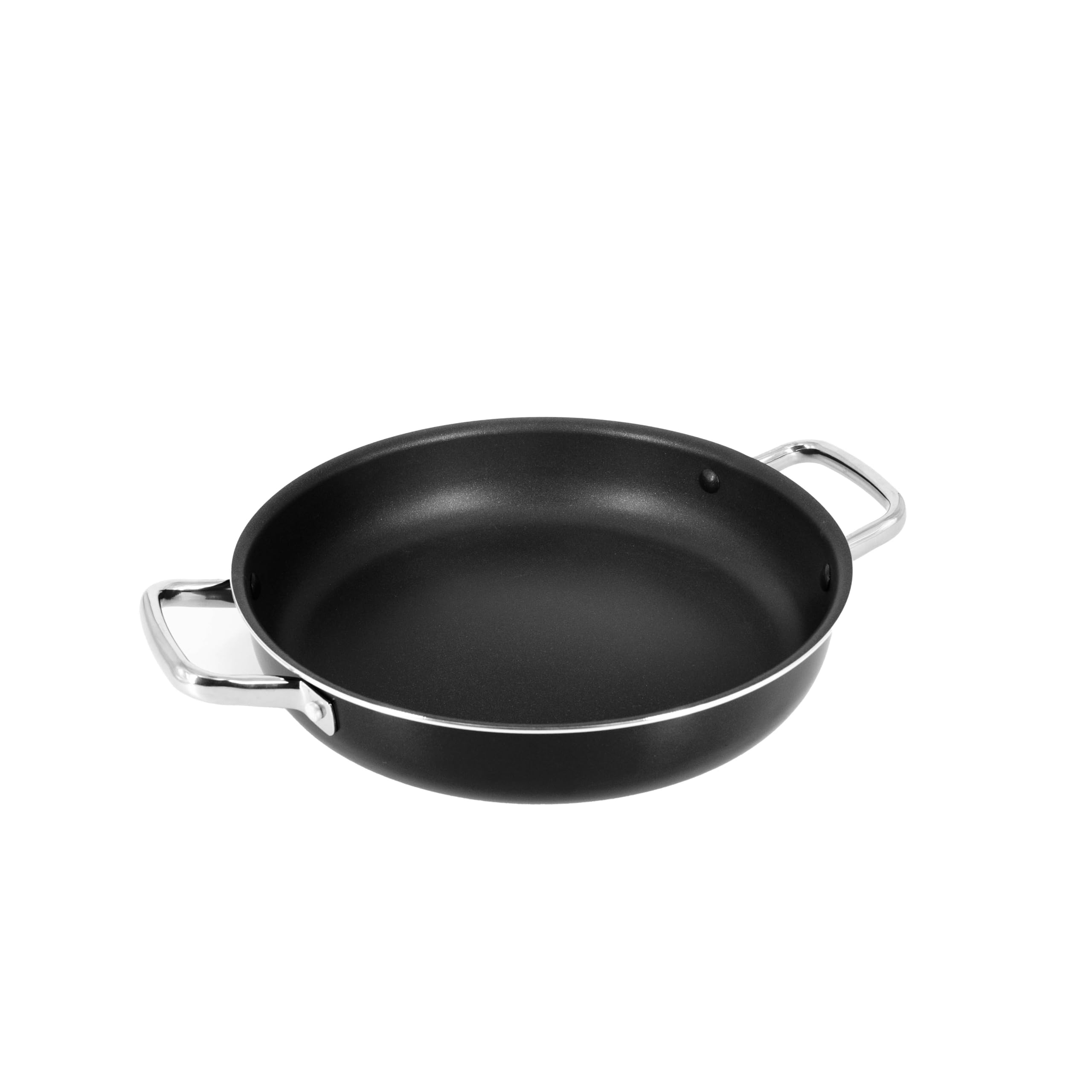zanetti, Tegame antiaderente cm 32 Spessore 2.5 mm Adatta a tutti piano di cottura incluso Induzione Manici Acciao Interno color Nero Esterno Nero