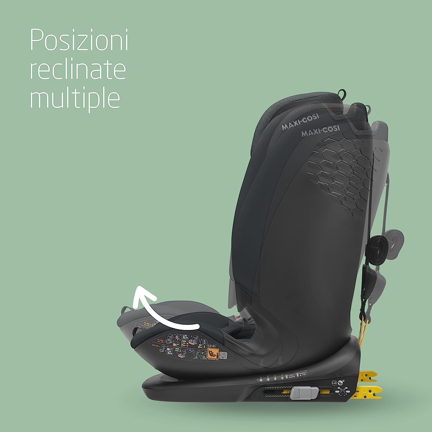 Maxi-Cosi Titan Plus i-Size, Seggiolino Auto ISOFIX, 15 Mesi - 12 Anni (76 - 150 cm), Reclinabile in 4 Posizioni, Regolabile in Altezza, Side Impact Protection G-CELL, per Bambini, Authentic Graphite