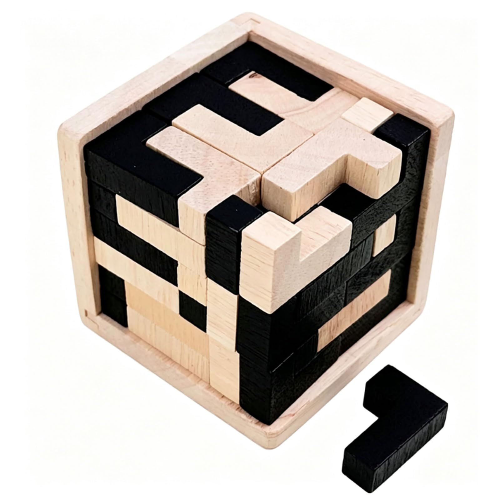 ttnmrc Montessori 3D Wooden Cube Brain Teaser Puzzle
