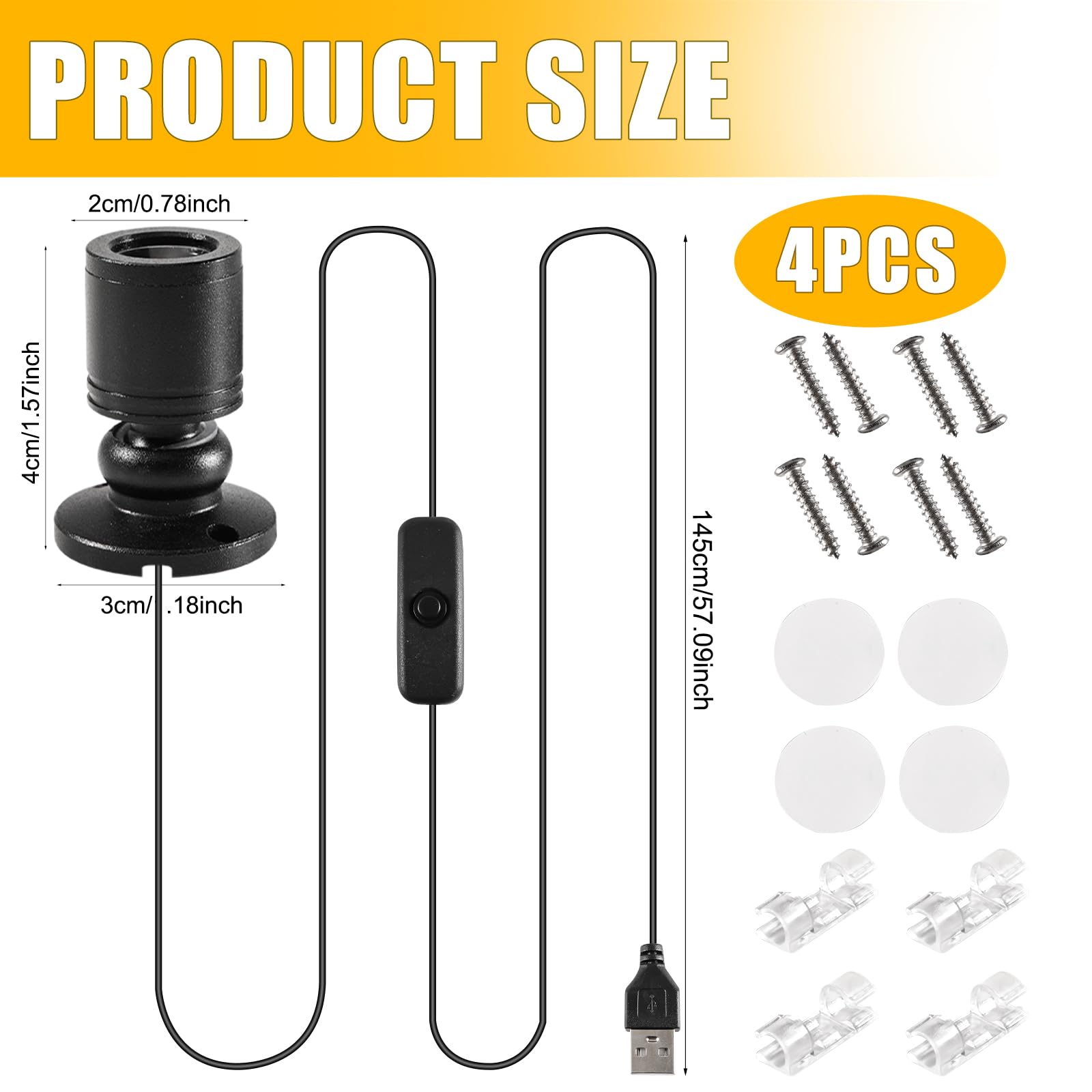 Joycabin 4 Stück Mini LED Strahler, 5V 1W Aluminium Spotlight mit Schalten, LED Schrankleuchte Akzentlichter Mini Spot Licht für Vitrinen, Schmuck, Schaufenstern, Modellen (4000 K Neutrales Licht)