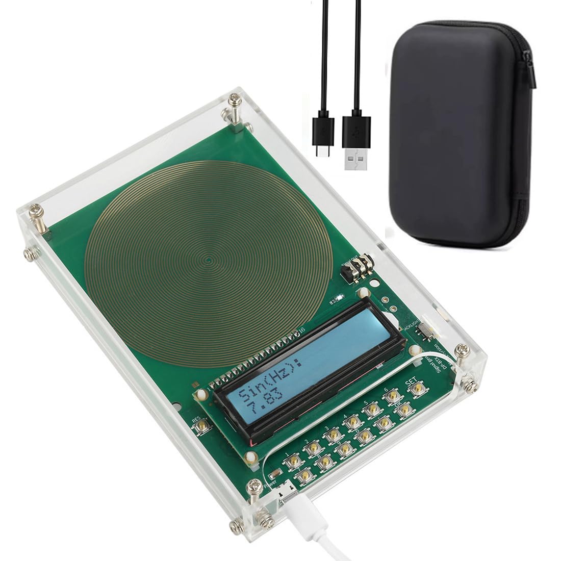 Générateur de Fréquences 7,83 Hz Onde Sinusoïdale Pure Réglable 0,01 Hz à 200 kHz Portable avec Écran USB