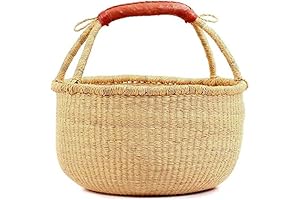 Fair Trade Ghana Bolga African Dye-Free Fully Shaped Market Basket