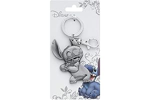 Disney Stitch Pewter Key Ring Silver