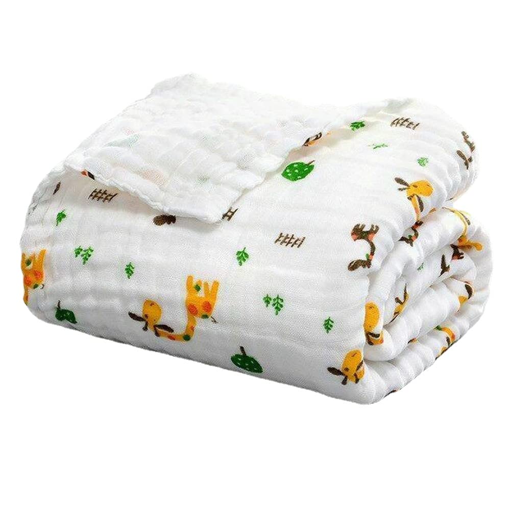 Asky Women's Giraffe Cotton Muslin Blanket Baby Swaddle Baby Summer Blanket Stroller Cover Bath Towel 110X110cm (Giraffe)