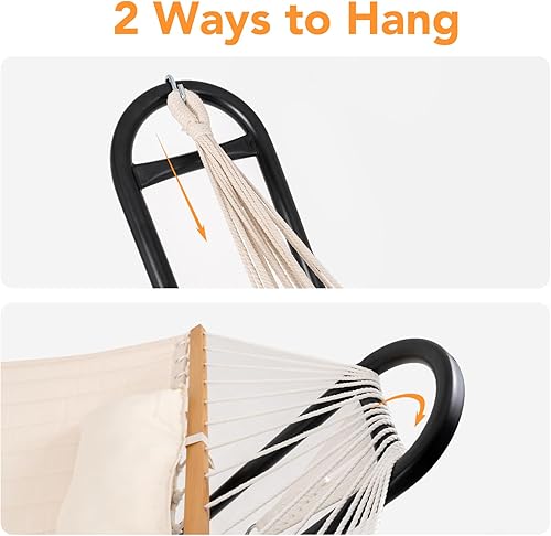 Miniatura 5 de Soporte para hamaca solamente, marco de hamaca de acero resistente, capacidad de 550 libras, se adapta a hamacas de 9 a 13 pies, soporte portátil