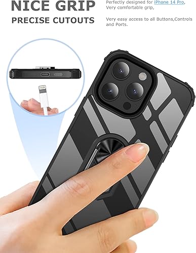 Miniatura 6 de GREATRULY Ring Kickstand - Funda transparente para iPhone 14 Pro (6.1 pulgadas), funda protectora delgada con protección contra caídas, parachoques