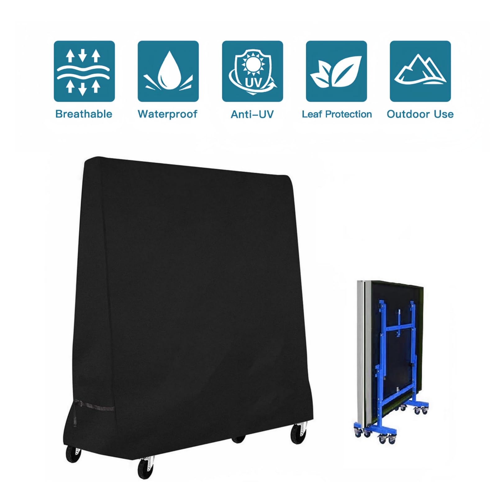 Awnic Beschermhoes voor tafeltennistafel, 420D, voor buiten, scheurvast, winddicht, uv-bestendig, 165 x 25/70 x 170 cm
