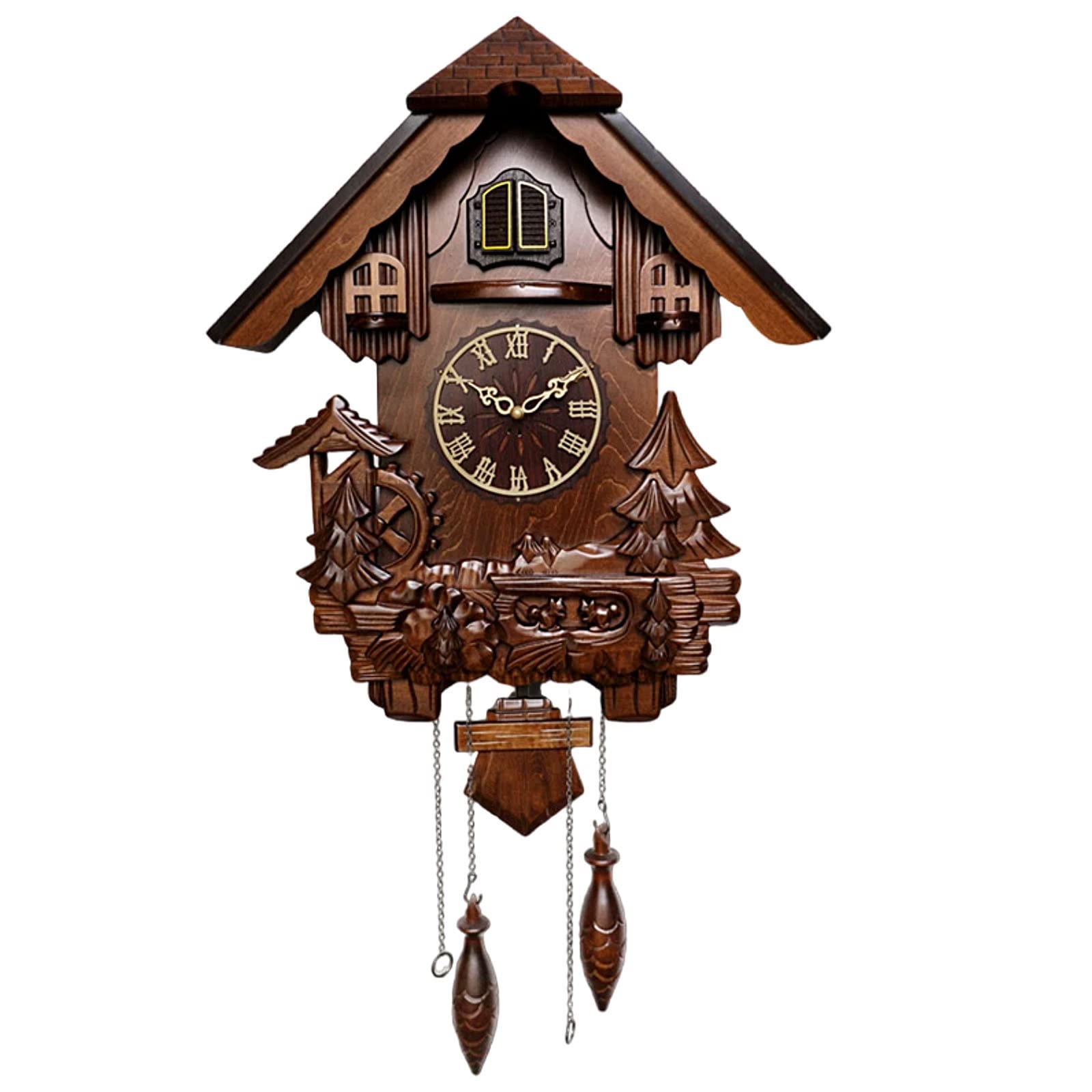 WRJAHCG Wall Clock,Cuckoo Clocks,Cuckoo Clocks for Wall,Handcrafted Wall Clock Home Decor Cuckoo Clock Solid Woodcarvingfor Trees Clock Wall Decor Brown Decor Home Decor Office Decor